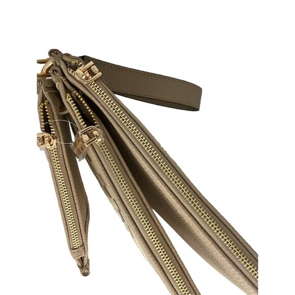 Anne Klein Logo Trio (3 piece) Pouch Set Tan Sesame New With Tag NWT Gold Tone - Picture 5 of 9